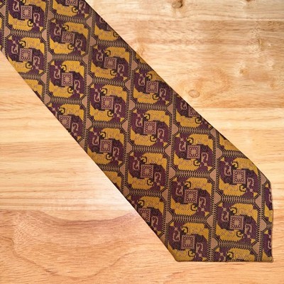 Vintage Andhurst Mens Wide Tie Double Knit Polyester Geometric Burgundy