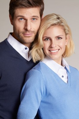 James & Nicholson Damen V-Neck Pullover Baumwoll-Sweatshirt  JN658
