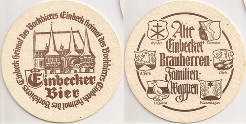 Einbecker Brewers Pils - old beer mat "old Einbecker brewers coat of arms"