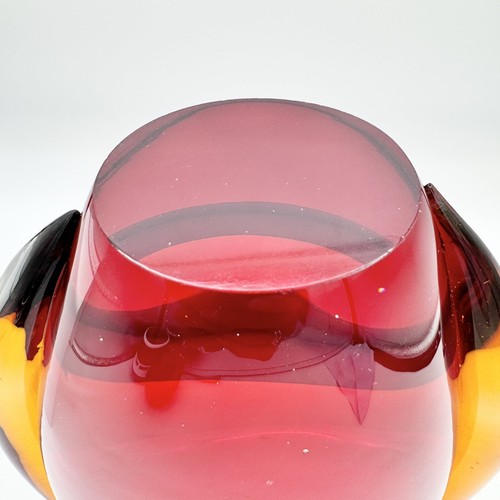 VTG IKEA Hand Blown Sommerso Oval Sunfire Orange and Red Art Glass Vase (B) - Picture 10 of 11