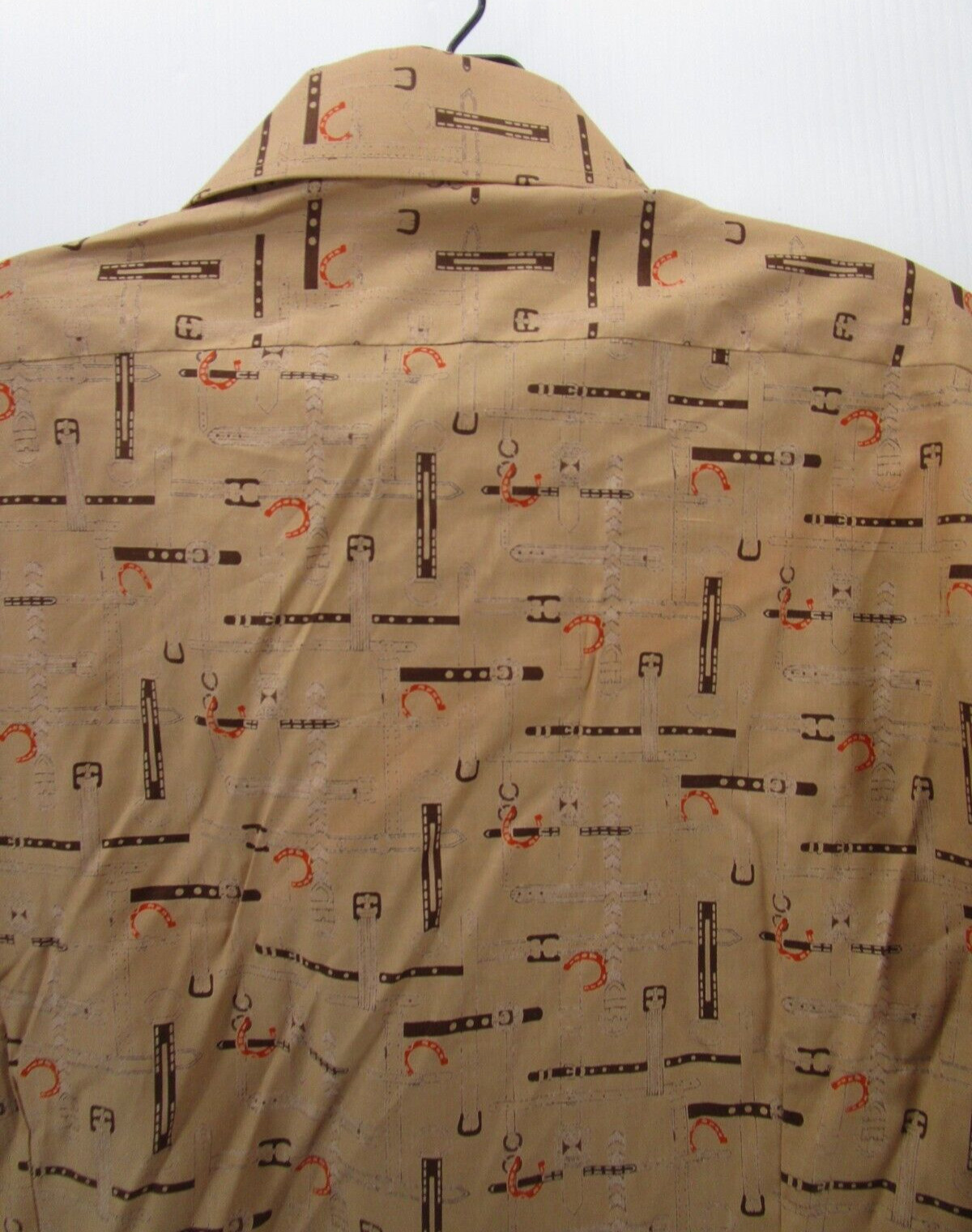 VINTAGE Gino Paoli Shirt Men Large Brown Button Down Equestrian Horses 90s 80s