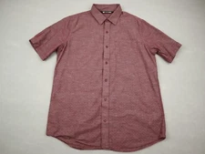 Travis Mathew Shirt Men Medium Red Solid Button Up Golf Collar Adult M Golfer