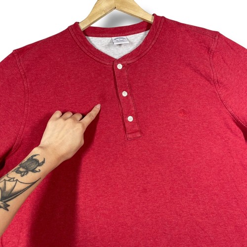 Brooks Brothers Lined Henley Shirt Mens XL Solid Red Lounge Casual Preppy - Picture 2 of 7
