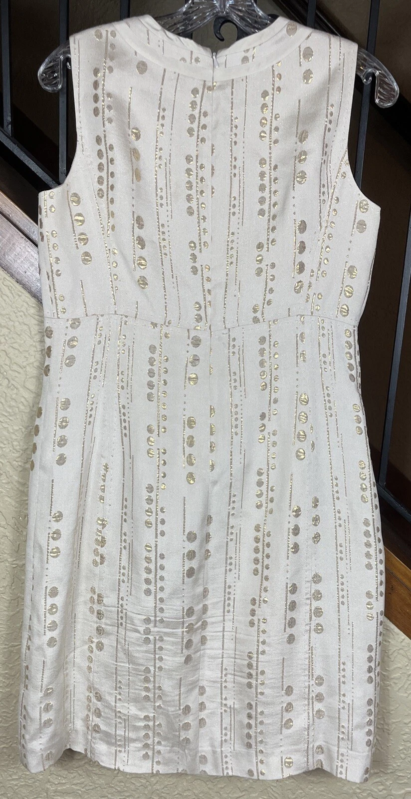 Abito donna Tory Burch avorio con tubino Sylvie oro taglia 4 stile 21081439