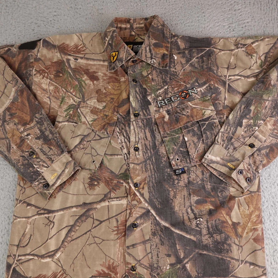 Scent ShieldShirt Mens Large Green Brown Camo Woodland System One Recon Hunting - Image 4 of 4