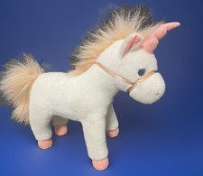FAO Schwarz UNICORN Plush Pink White Stuffed Animal Glitter Eyes Sparkle 12"