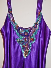 Vtg Victoria's Secret Purple Full Length Satin Gown Sequins Sissy-P/S-NWT NEW