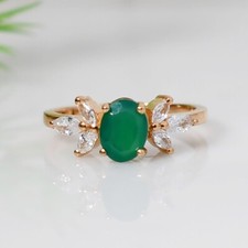 Natural Green Onyx Ring, 925 Sterling Silver Statement Ring, Women Ring