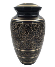 New Adult Brass Cremation Urn Human  Ashes Beautiful Black Hand Engraved.