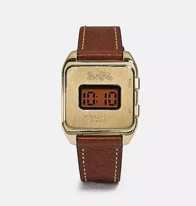 Orologio Coach Taglia 18 Bracciale Donna Scuro Digitale Oro Tono Minerale Cristallo