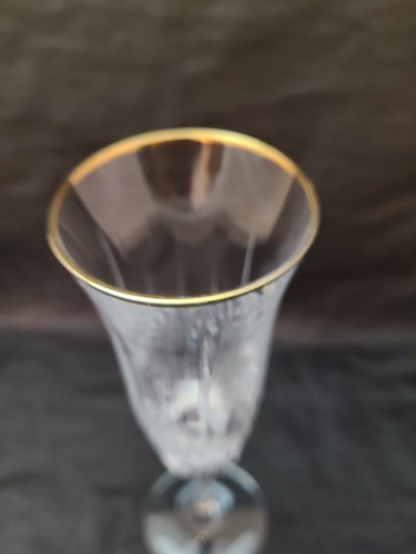 Pannello cristallo piombo tagliato design bordo oro FLAUTO CHAMPAGNE calice usato in ottime condizioni! Bellissimo! - Foto 4 di 4