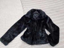 Quiz Faux Fur Coat Jacket Size 14 Black