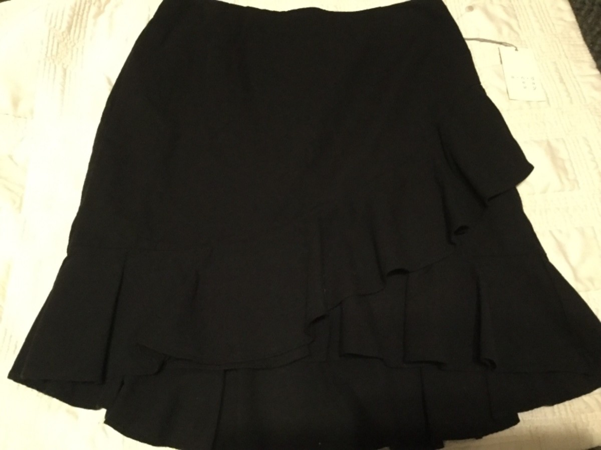 NWT A New Day Asymmetrical~ Ruffle~ Lined ~Skirt Ebony Black Size