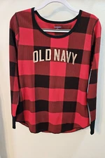 Old Navy Match the Family Womens Size L Red & Black Buffalo Check Pajama Top