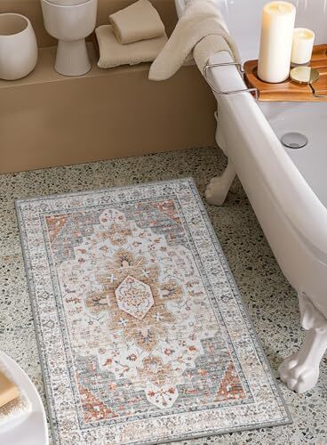 Ultra-Thin Washable Entryway Rug 2x3 Rug, Small Kitchen 2' x 3' Beige/Gold - Foto 6 di 7