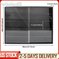 5-Tier Display Shelf Unit Cabinet Wooden Shelves w/ Acrylic Sliding Door Black