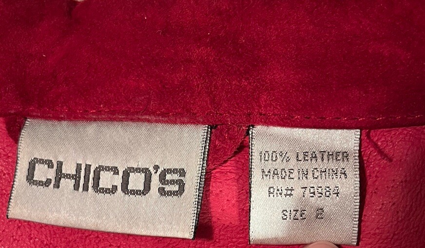 Chico's Womens Button Down Solid Red 100% Leather… - image 4