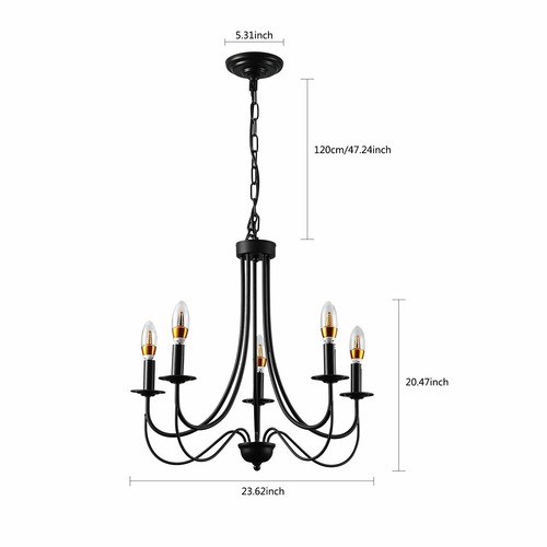 Farmhouse Chandelier 5 Light Candle Ceiling Lighting Fixture Dining Room Kitchen - 第 10/24 張圖片