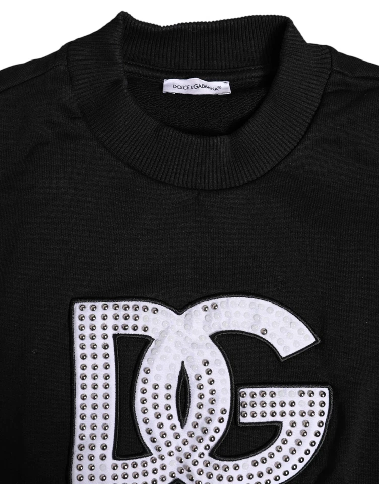 DOLCE & GABBANA Kids Sweater Black Logo Embellishement Pullover s. Tag 8 600usd - Image 3 of 4