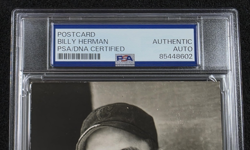 BILLY HERMAN Signed Real Photo Postcard-HALL OF FAME-CHICAGO CUBS-PSA - Picture 3 of 4