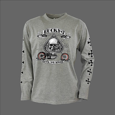 Biker T-Shirt mit Armdruck Chopper classic Bobber Motorrad *4240 LS