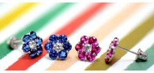 14k White Gold Flower Stud Earrings with Screw Back