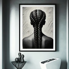 Black Girl, Black Woman , Braids, llustration Digital Wall Art Poster Decor