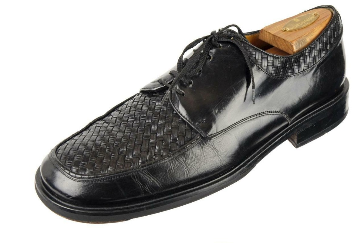 Black MEZLAN HARO Woven Leather Oxford Blucher Dress Shoes  display picture 1
