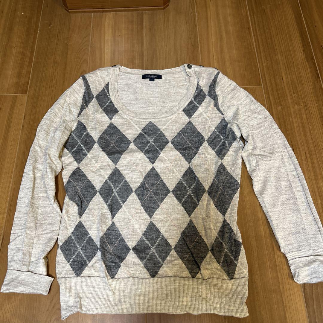 Burberry Diamond Pattern Sweater Gray Size 2 New Quality Style