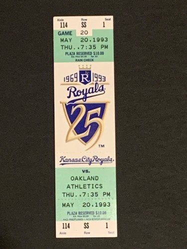 Rickey Henderson George Brett Ticket - Gossage Eckersley