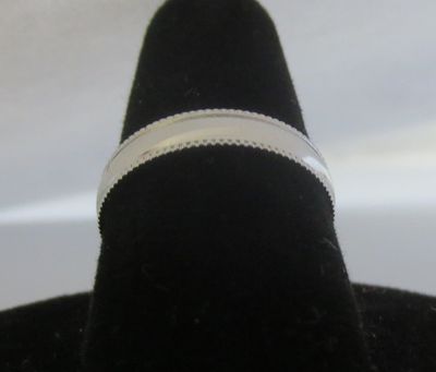 SIZE 7 14KT WHITE GOLD EP PATTERNED EDGE 3MM WEDDING RING | eBay