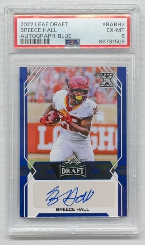 Breece Hall Leaf Draft Autographs #BABH2 Blue
