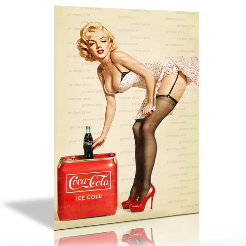 sexy Marilyn Monroe illustration vintage pin-up coca cola tin metal plaque-print