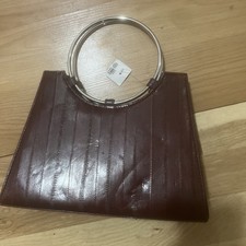 Vintage Genuine Eel Skin Purse Bag brown / reddish / wine color silver Hardware