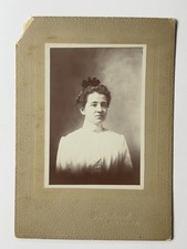 Antique 1880s Cabinet Card Photo Young Lady in White Dress Original Photo