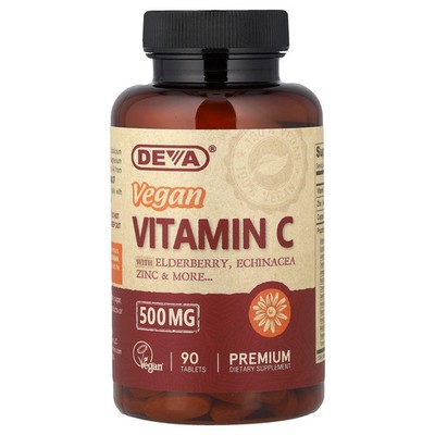 Vegan Vitamin C with Elderberry, Echinacea, Zinc, 90 Tablets