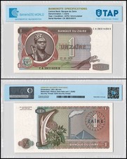 Zaire 1 Zaire, 1979, P-19a, UNC, Authenticated