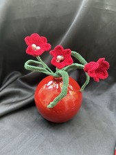 Handmade Crochet Flowers with Caramic Vase Home Decor
