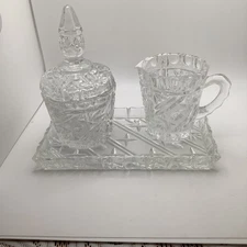 Heavy Mid Century lead Crystal Sugar Lid Creamer Tray