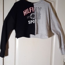 Tommy Hilfiger Sport Women's Hooded Pullover Sweatshirt M Black Gray medium