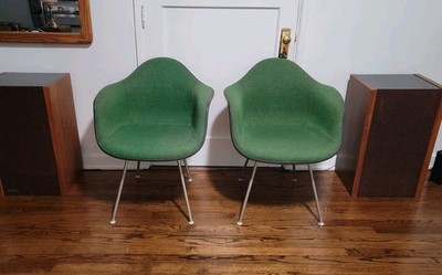 Herman Miller Fiberglass Chairs Eames Green Fabric MCM   CLEAN  