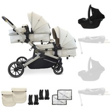 Image of My Babiie MB33 Tandem Pushchair with Infant Carrier - Ivory