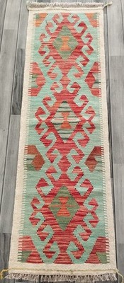 Artisan Handmade Afghan Türkisch Läufer Kelim Teppich, Azteken Wollteppich, Größe 158x48 CM