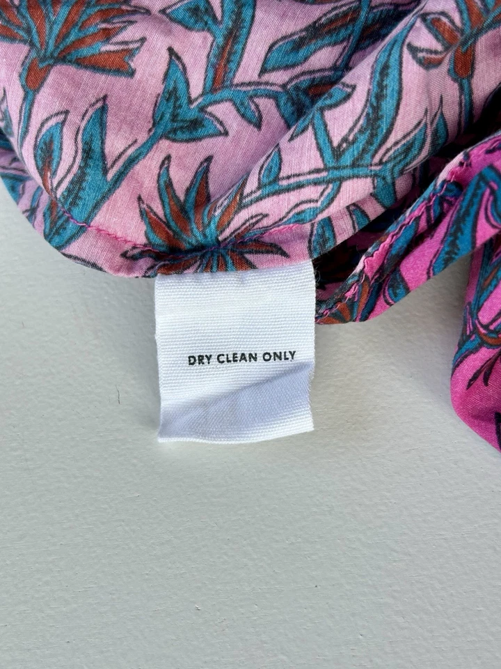 Apiece Apart Los Altos Top Floral Fuchsia Silk Cotton Puff Sleeve Size Large - Image 4 of 4