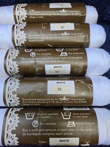 Lot of 5 DMC Baroque Crochet Cotton Thread Art 158 Blanc White 400 yds each - Picture 2 of 4