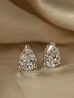 4.00CT Pear Lab Grown Diamond Dainty Gift Stud Earrings In 14k White Gold#327 — photo 9
