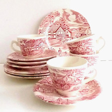 Alte Serien Kaffee Set 4 Peronen Englisch Serie Lune Ville rot