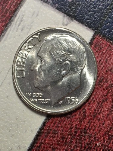 1956-P Roosevelt Dime Uncirculated BU- LUSTROUS -90% Silver  "FREE SHIPPING"