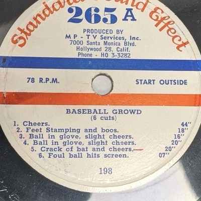 Standard Sound Effect 78  BASEBALL crowds sounds and effects    VG+ b/w MINT 