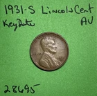 1931-S Lincoln Cent Wheat / Penny 1c AU About Uncirculated Key Date